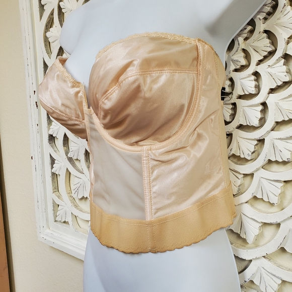 Vintage Cabernet Boustier Corset Boning Underwire Bra 38D Peach Pinup 🍑 - Picture 2 of 13